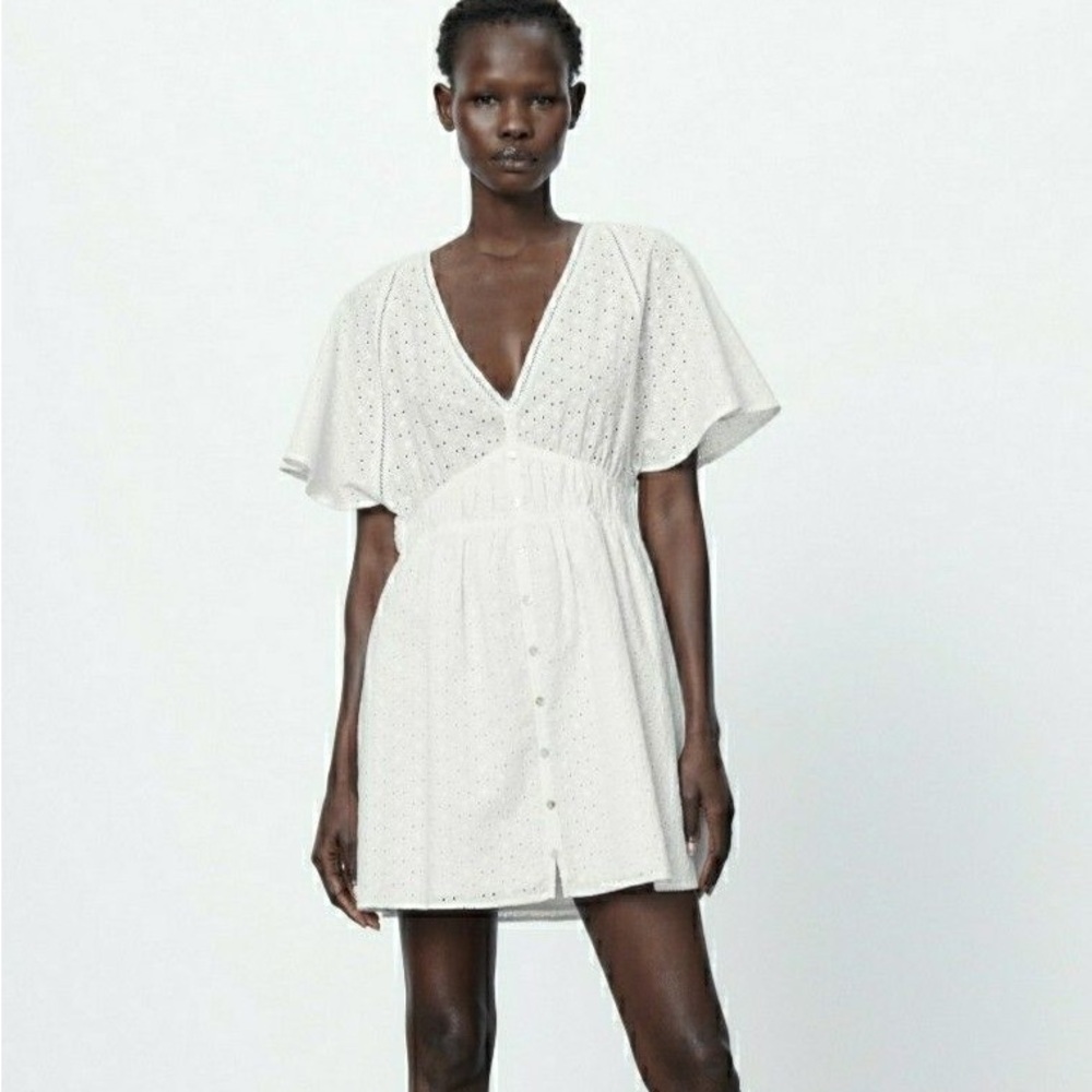 Beach ZARA summer White Eyelet Dress - Picture 2 of 4